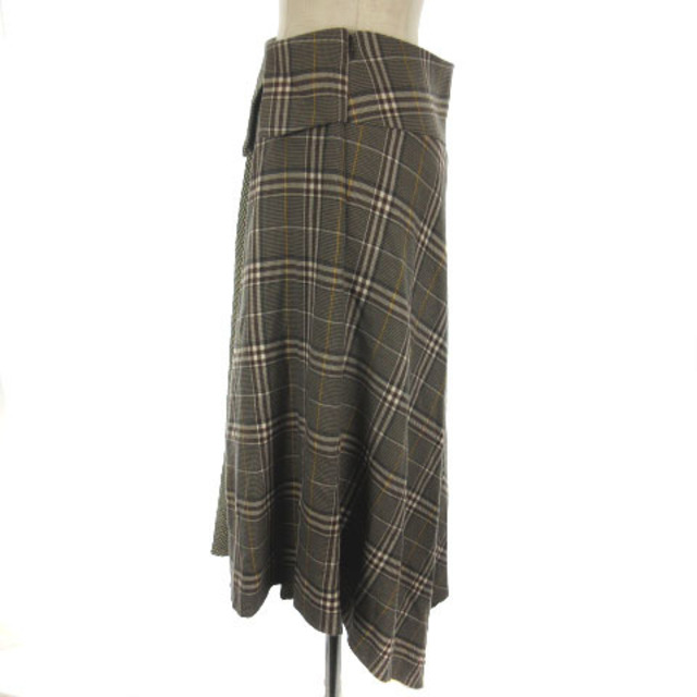 Mila Owen(ミラオーウェン)のミラオーウェン チェック フレア スカート ロング 1 ブラウン系 ■SM0 レディースのスカート(ロングスカート)の商品写真