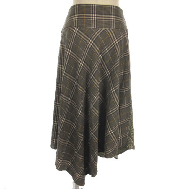 Mila Owen(ミラオーウェン)のミラオーウェン チェック フレア スカート ロング 1 ブラウン系 ■SM0 レディースのスカート(ロングスカート)の商品写真