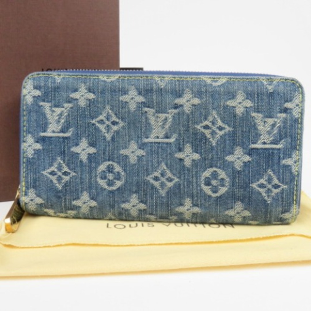 美品 LOUIS VUITTON ルイヴィトン ジッピー モノグラムデニム ラウンドファスナー長財布 デニム ブルー