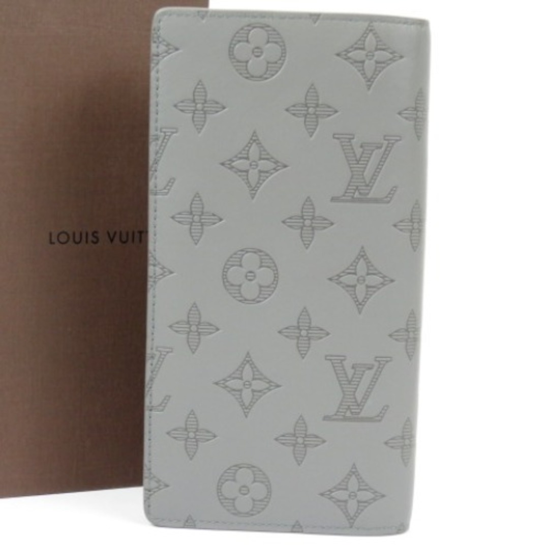 LOUIS VUITTON - 新品同様美品 LOUIS VUITTON ルイヴィトン ブラザ 現行 M81335 モノグラムシャドウ 長財布 レザー グレー メンズ【中古】