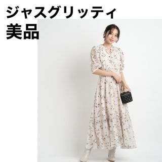 出品8/5まで！ジャスグリッティー　フラワープリントフリルワンピ