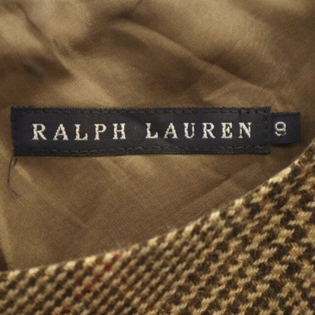 Ralph Lauren(ラルフローレン)のラルフローレン チェック柄 ウールブレンド ノースリーブ ロング ワンピース 9 ブラウン RALPH LAUREN レディース 【中古】  【230223】 レディースのワンピース(ミニワンピース)の商品写真