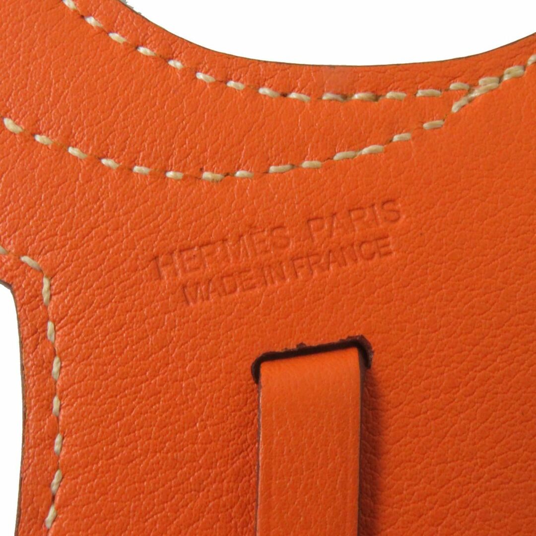 美品◎フランス製 HERMES エルメス バッグチャーム パドックセル 鞍 ヴォースイフト オレンジ×シルバー金具 ユニセックス 5