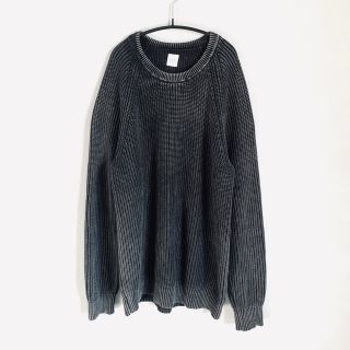 ギャップ(GAP)のGAP ピグメント加工 畔編み クルーネックニット ヴィンテージ L グレイ(ニット/セーター)