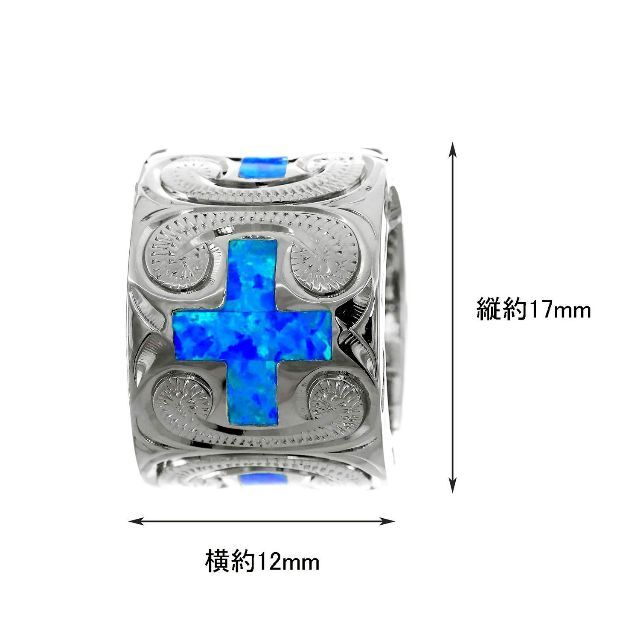 レイラニ ハワイアンジュエリー ブルーオパール スクロール波彫り クロス ヘビー 1