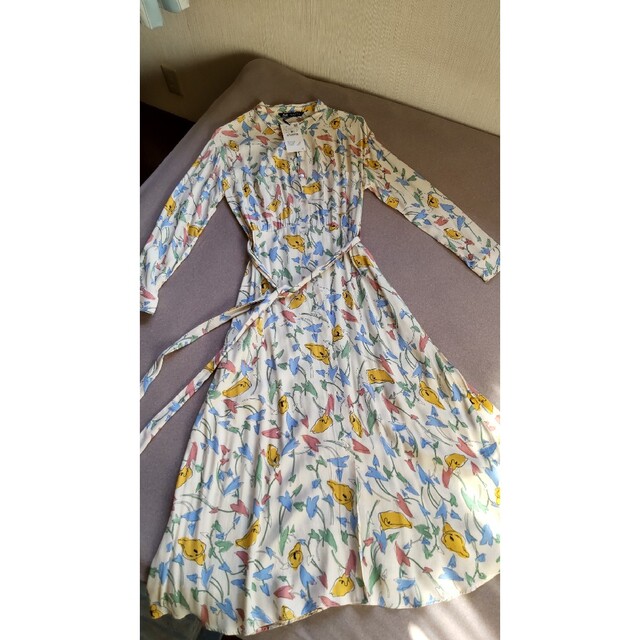 パターン 未使用タグ付きザラZARAワンピースL花柄クリームフレアーシャツワンピースロング 通販 ZARA ザラ 花柄ロングシャツワンピース