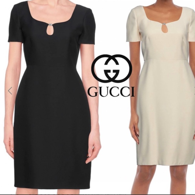 超安い Gucci - ワンピース グッチ 黒 Gマーク クリスタル 新品未使用