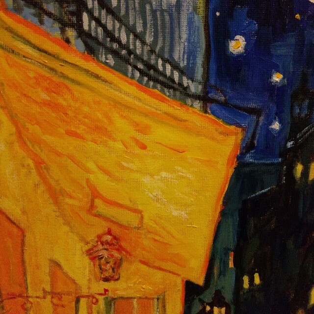 模写 油絵 ゴッホ 夜のカフェテラス 41X32X1.5cm F6の通販 by 模写 油絵 ゴッホ 夜のカフェテラス 41X32X1.5cm F6の通販 by