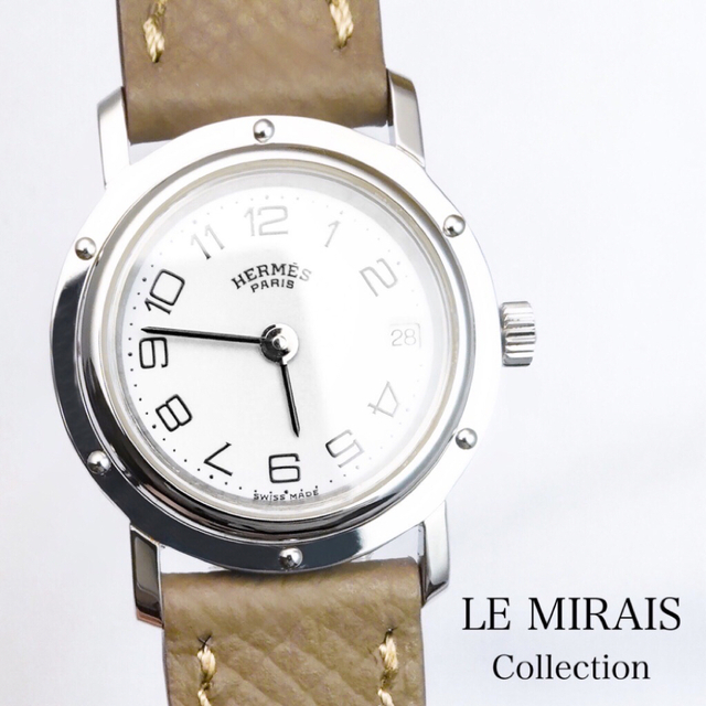 上品な Hermes 【OH済/ベルト2色】エルメス 腕時計 レディース SS デイト クリッパー 腕時計