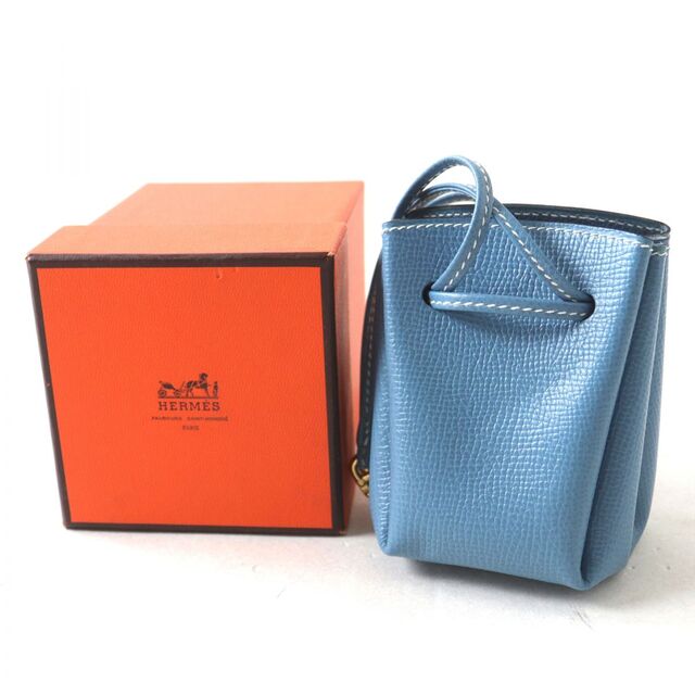 ☆格安中古☆ HERMES ヴェスパポーチ 巾着 ミニバッグ ネイビー