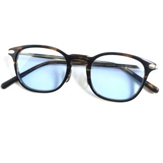 オリバーピープルズ(Oliver Peoples)の美品▼OLIVER PEOPLES オリバーピープルズ Rickett coco2 ササ柄 ウエリントン サングラス/アイウェア 茶×ゴールド 47□21-145 日本製(サングラス/メガネ)