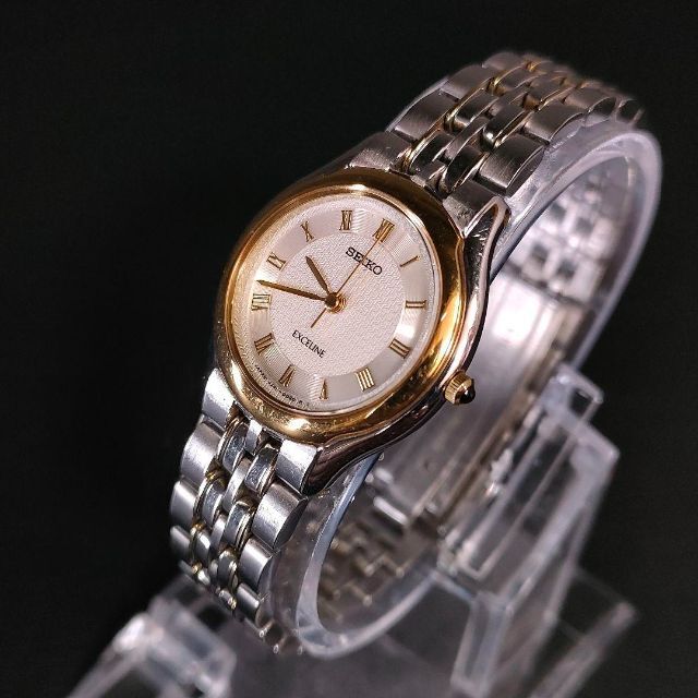 極美品【稼働品】SEIKO セイコー エクセリーヌ 4J41 シルバー ゴールド