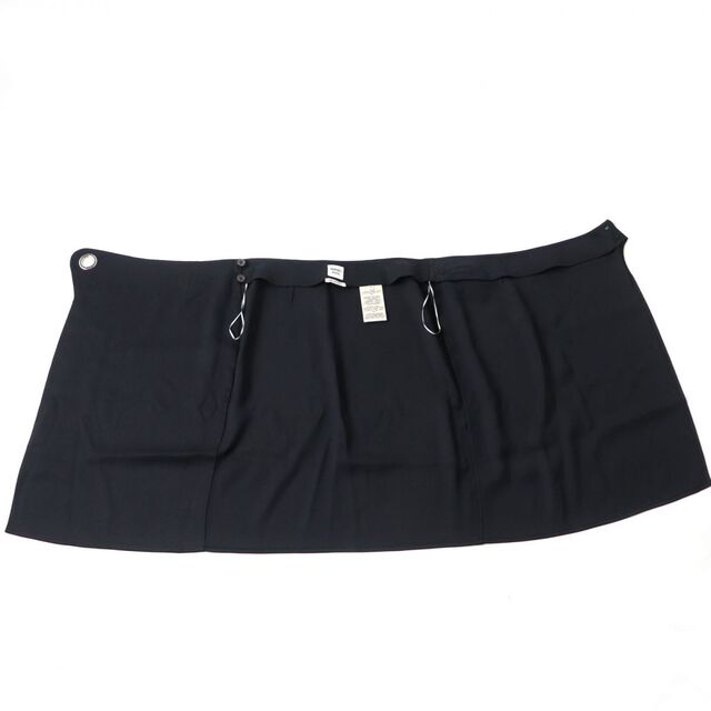 極美品◎正規品 22SS 仏製 HERMES エルメス レディース レザーベルト付き レーヨン×シルク 巻きスカート/ラップスカート 黒 36 箱付き