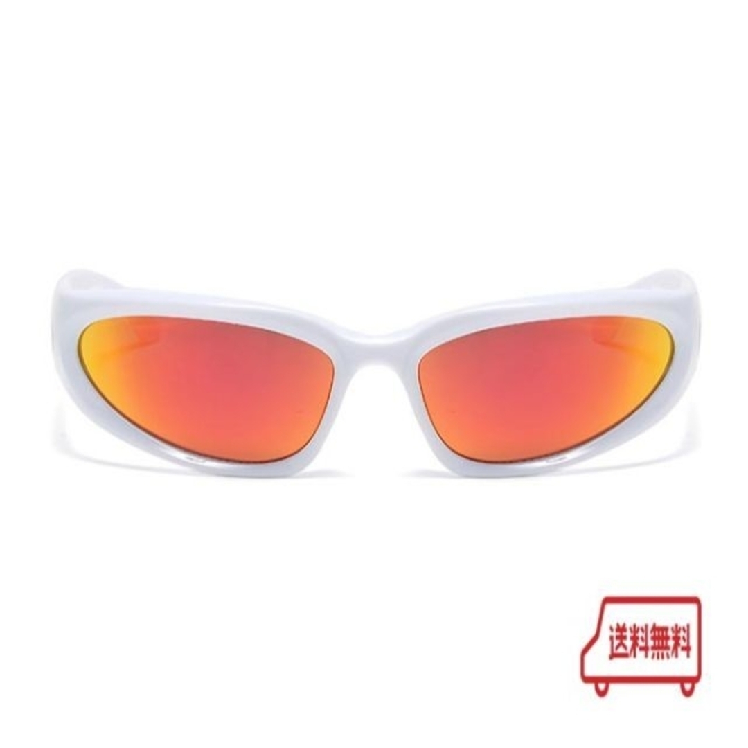 サングラス UV400 ミラーレンズ シルバー ストリート スポーツ Y2Kの