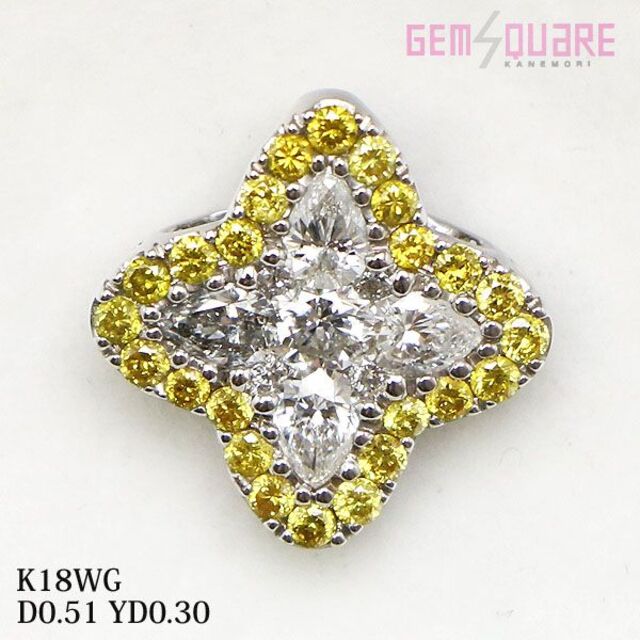 K18WG ダイヤモンド ネックレストップ D0.51 YD0.30 1..5g