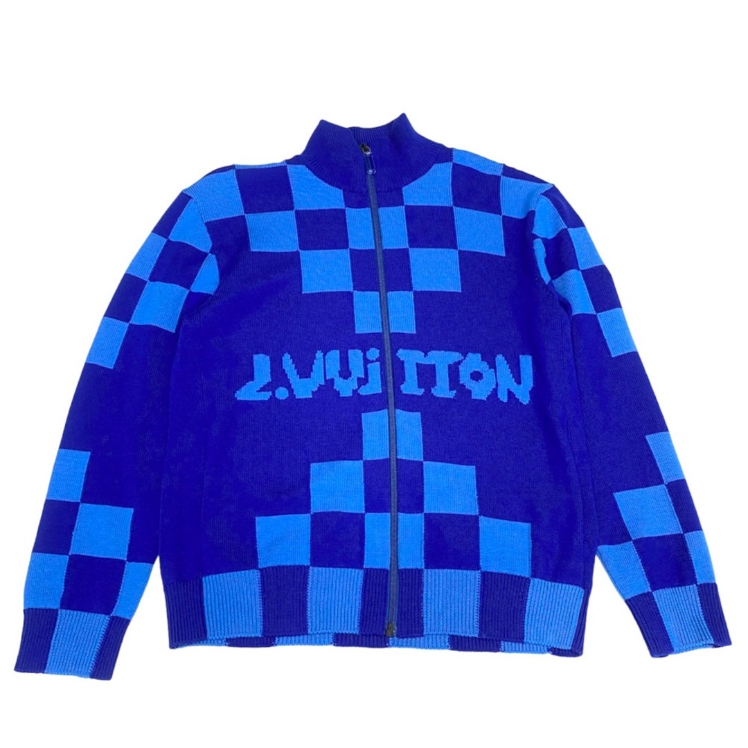 【限定価格】LOUIS VUITTON ルイヴィトン ブルゾン ダミエ 2054 ジップアップブルゾン ロゴ 22SS ニット アウター 服  M RM221M A55 HMN17W ブルー 青 ウール    メンズ 定番 美品【品】