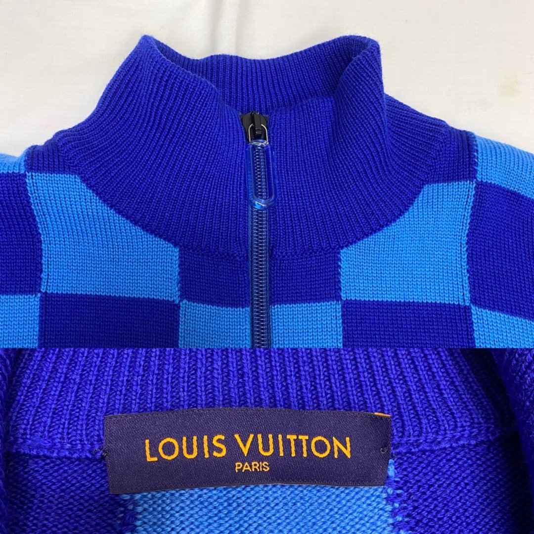 【限定価格】LOUIS VUITTON ルイヴィトン ブルゾン ダミエ 2054 ジップアップブルゾン ロゴ 22SS ニット アウター 服  M RM221M A55 HMN17W ブルー 青 ウール    メンズ 定番 美品【品】 3