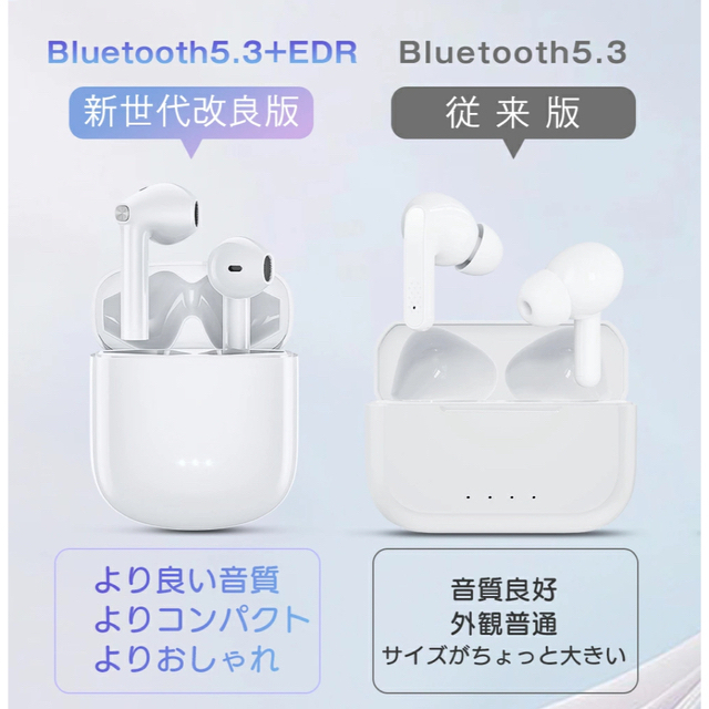 ワイヤレスイヤホン ホワイト⭐️即購入大歓迎⭐️ スマホ/家電/カメラのオーディオ機器(ヘッドフォン/イヤフォン)の商品写真