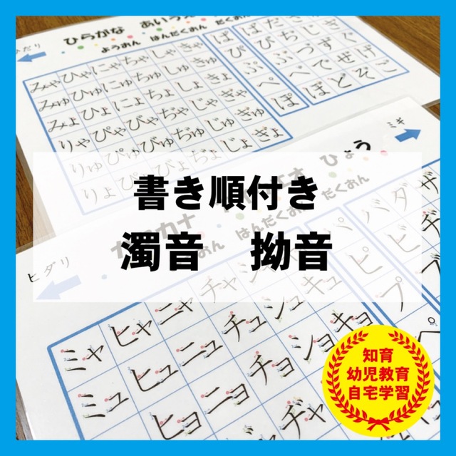 書き順　濁音　拗音　あいうえお　ひらがな　カタカナ　国語　知育教材　幼児教育 キッズ/ベビー/マタニティのおもちゃ(知育玩具)の商品写真