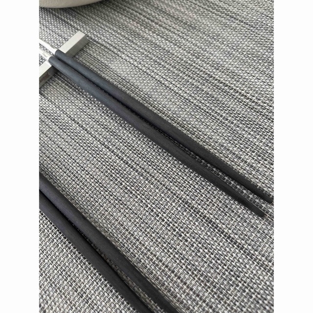 ステンレス樹脂サイズクチポール 正規品 ゴア ブラック×シルバー 箸 + 箸置きセット 2セット