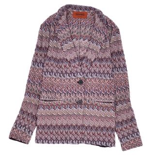 ミッソーニ(MISSONI)のミッソーニ MISSONI ジャケット テーラードジャケット シングル ニット ウール 総柄 アウター レディース 42(L相当) マルチカラー(テーラードジャケット)