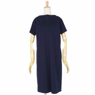 ジルサンダー(Jil Sander)の美品 ジルサンダー JIL SANDER ワンピース ショートスリーブ レーヨンジャージー 無地 トップス レディース 36(S相当) ネイビー(ひざ丈ワンピース)