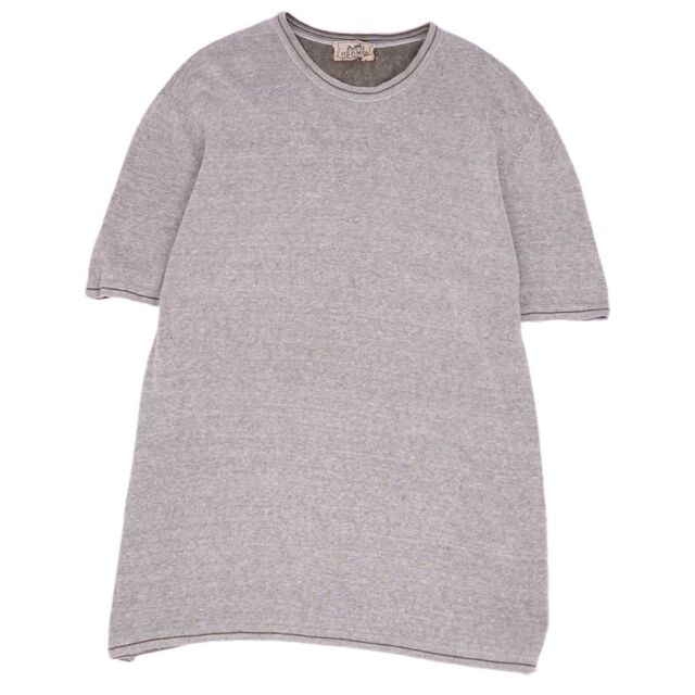 素材リネン70％シルク30％エルメス HERMES Tシャツ カットソー リネン シルク 無地 トップス メンズ イタリア製 XL グレー