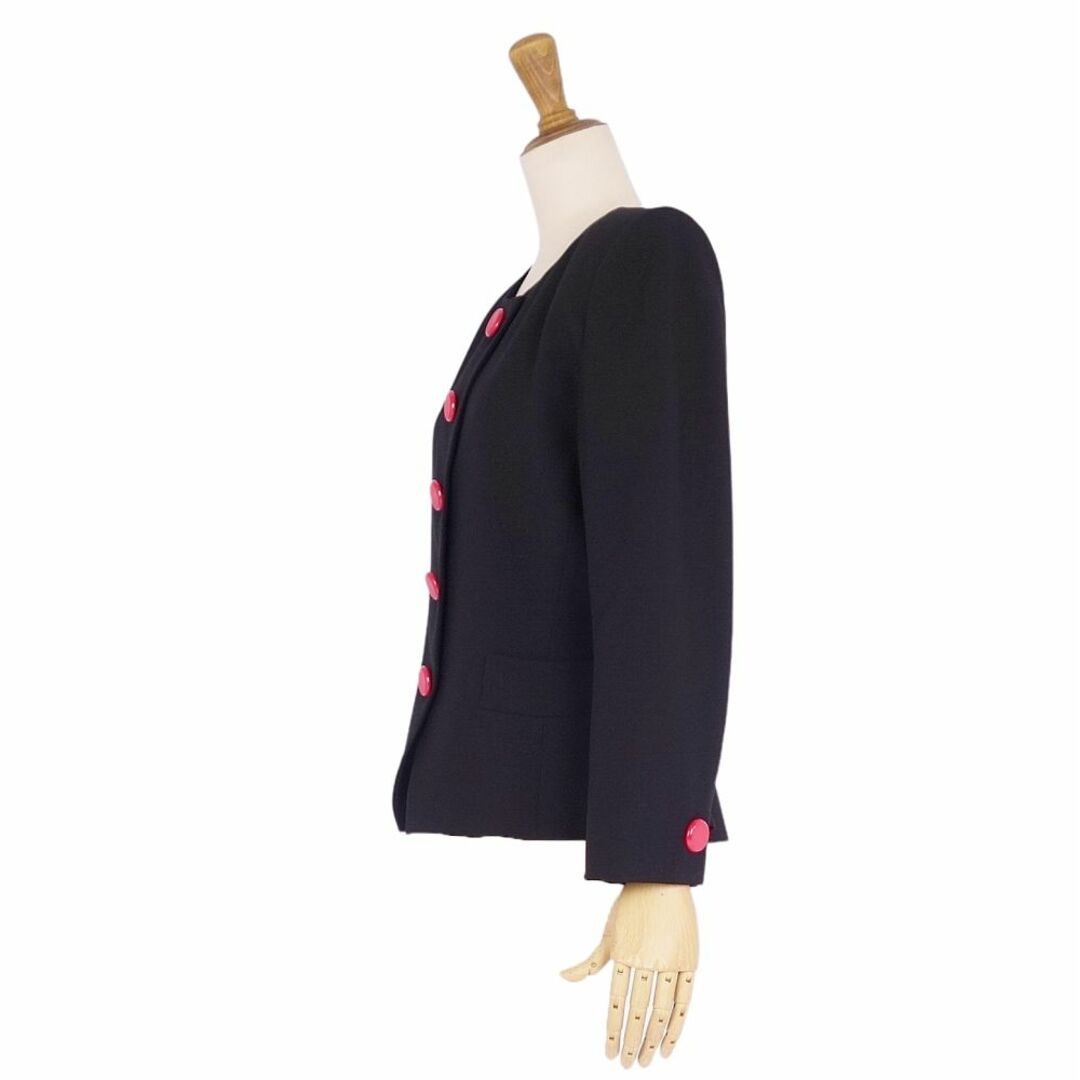美品 Vintage イヴサンローラン Yves Saint Laurent ジャケット ノーカラー ウール 無地 アウター レディース 36(S相当) ブラック