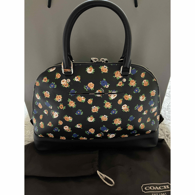 取扱店 【COACH】2way 自立 フローラル 花柄 デニム レザー