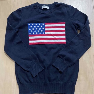 エイチアンドエム(H&M)のH&M  星条旗柄　セーター（薄手）130(ニット)