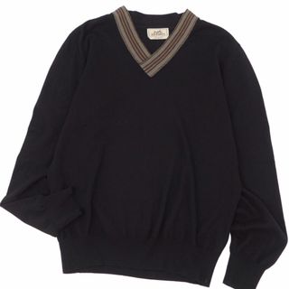 【HERMES】エルメス Vネック 長袖 セーター カシミヤ グレーsize:M/br2209kw