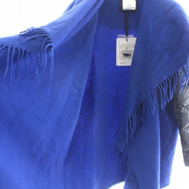 MONCLER(モンクレール)のモンクレール マンテラ ケープ ダウンジャケット フリンジ S 青 紺 レディースのジャケット/アウター(ダウンジャケット)の商品写真