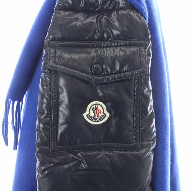 MONCLER(モンクレール)のモンクレール マンテラ ケープ ダウンジャケット フリンジ S 青 紺 レディースのジャケット/アウター(ダウンジャケット)の商品写真