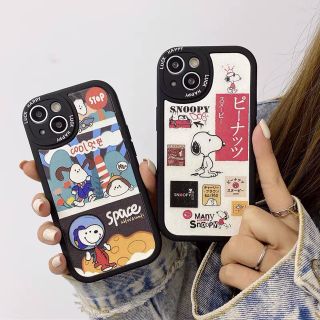 ピーナッツ　スヌーピー　宇宙人　韓国　iPhoneケース  スマホ　カバー　PU(iPhoneケース)