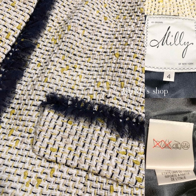 美品 milly ツイード ストライプ セットアップスーツ ワンピースジャケット