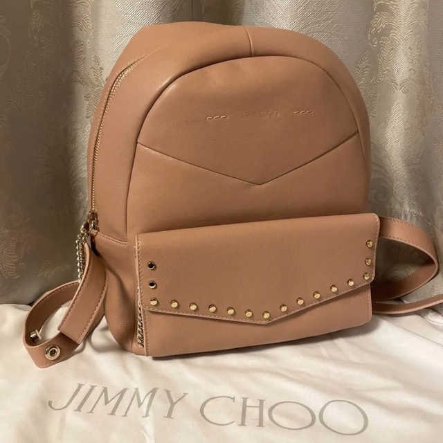 JIMMY CHOO - JIMMY CHOO ジミーチュウ バックパック ピンクベージュ スタッズ付き