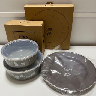 カルディ(KALDI)の【限定】KALDI ホーロー食器セット 猫の日2023(ノベルティグッズ)