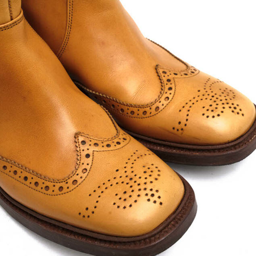トリッカーズ／Tricker's ロングブーツ シューズ 靴 レディース 女性 女性用レザー 革 本革 ベージュ  L6673 メダリオン ウイングチップ グッドイヤーウェルト製法