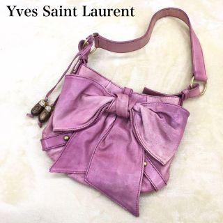 イヴサンローラン(Yves Saint Laurent)のイヴ・サンローラン ショルダーバッグ リボン装飾 革 レザー レディース(ショルダーバッグ)