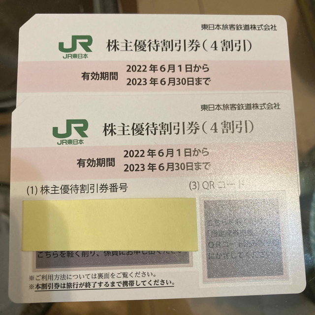 JR東日本　株主優待割引券　4割引