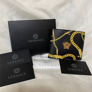 新品 本物正規品 VERSACE メンズ レザー 二つ折り 財布 黒 メデューサ-