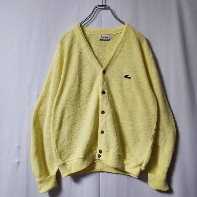 70s IZOD LACOSTE ラコステ カーディガン イエロー L相当 www