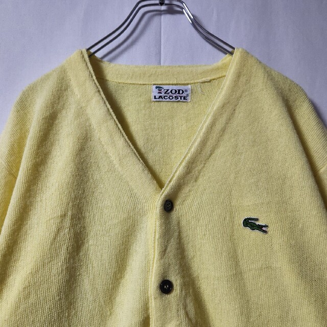 70s IZOD LACOSTE ラコステ カーディガン イエロー L相当 www