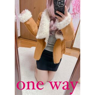 ワンウェイ(one*way)の5199.one way ボアカラー キャメル ウール ジャケット アウター(その他)