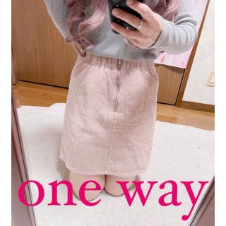 ワンウェイ(one*way)の5200.one way コーデュロイ 台形スカート ピンクベージュ(ミニスカート)