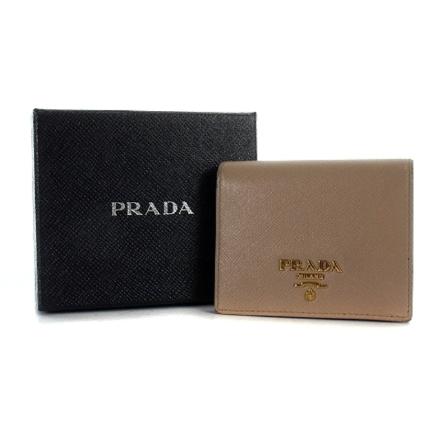 プラダ PRADA 財布 二つ折り レザー ベージュ プラダ PRADA 財布 二つ折り レザー ベージュ