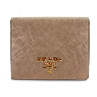 プラダ(PRADA)のプラダ PRADA 財布 二つ折り レザー ベージュ(財布)