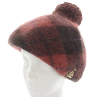 ヴィヴィアンウエストウッド(Vivienne Westwood)のヴィヴィアンウエストウッド ポンポンニット帽 ベレー帽 アンゴラ混 赤(ハンチング/ベレー帽)