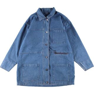 90年代 Eddie Bauer エディーバウアー デニムテーラードジャケット アメカジ  カジュアル ブルー (レディース S)   O1345