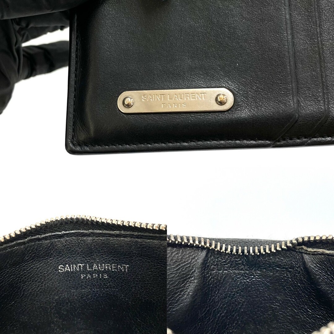 極 美品 SAINT LAURENT PARIS サンローランパリ ロゴ 金具 レザー 本革 カードケース パスケース コインケース 小銭入れ ブラック 18618